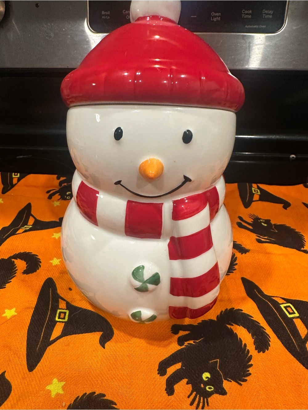 Hallmark Red & White Snowman Cookie Jar
